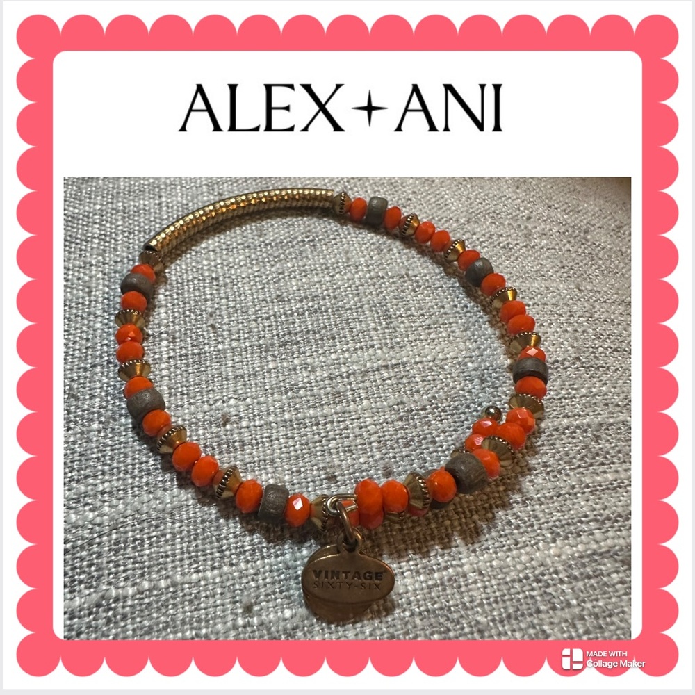 Alex and Ani Vibrant Orange Beaded Bracelet